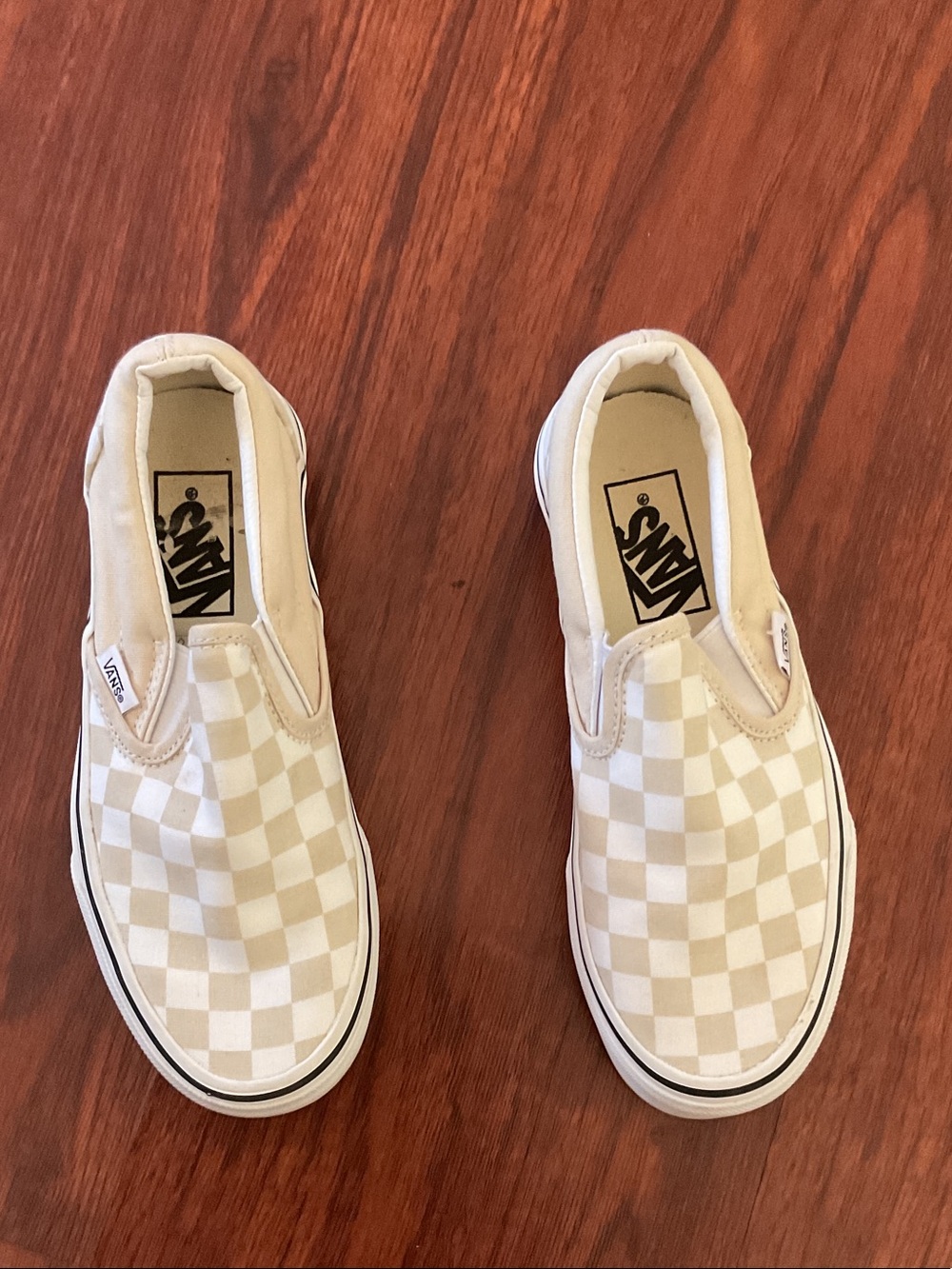 Vans Kids Classic Slip-On Checkerboard Sneakers in Cream